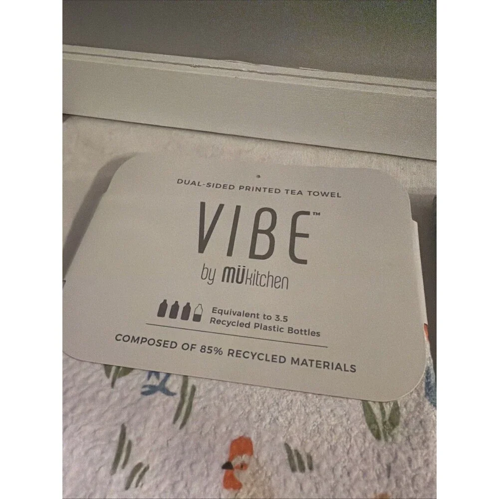 Vibe By MUkitchen 4 Pc Set Rooster Tea Towel Scrubbys Cloths Recycled Materials